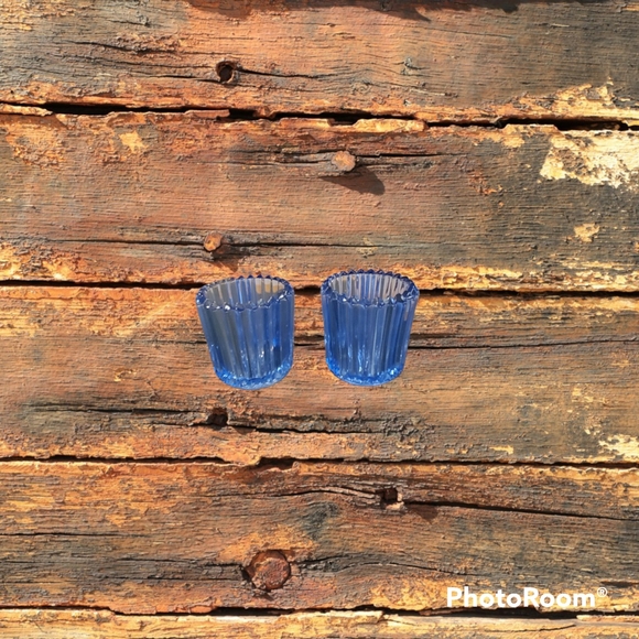 Blue glass votive set - Picture 2 of 12